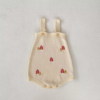 Lotusbloom – Embroidered Knit Top & Strap Romper Set for Baby Girls