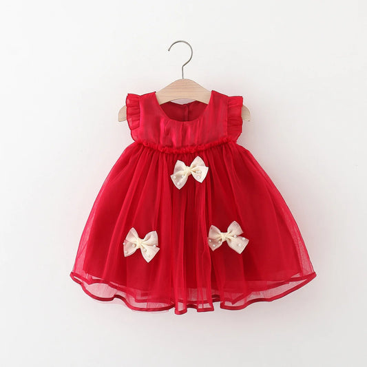 Cloudwhimsy – Flying Sleeve Princess Dress with Bow for Little Girls