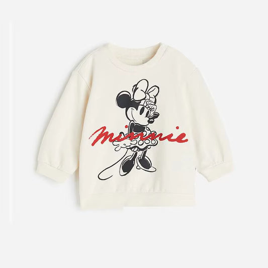 Minnie Magic: Cartoon Full-Print Sweatshirt and Pants Set for Girls