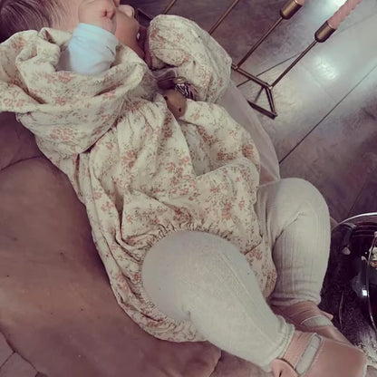 Lacewhimsy – Corduroy Floral Romper with Petal Collar for Baby Girls